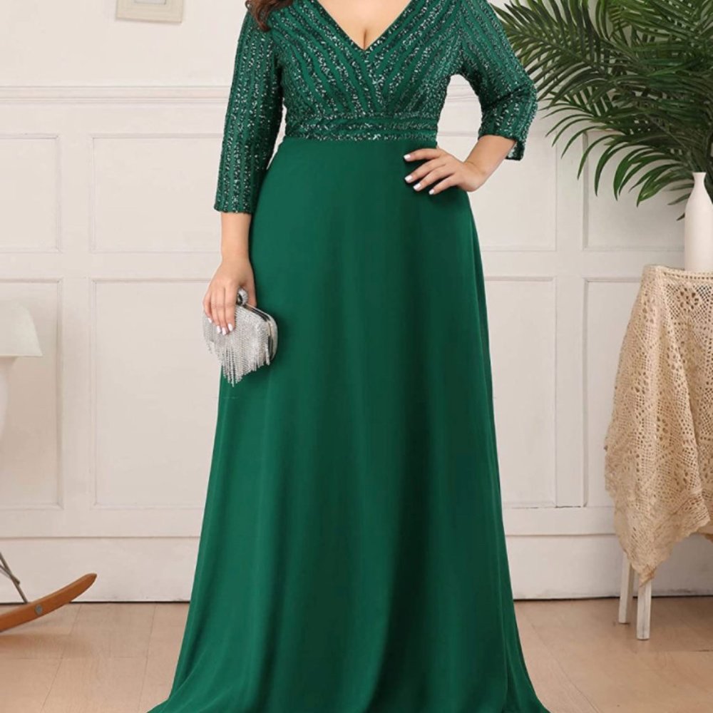 Plus Size Party Dress/Formal Dress/Prom Dress/Women/Green/Size 22